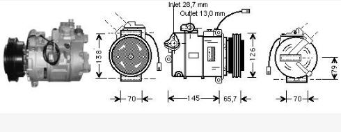 AUDI A4 {A6 97-/Passat 1.9tdi 00-/Super B 02-} КОМПРЕССОР КОНДИЦ (см.каталог) (AVA) 95- 8D0260805P/8D0260805Q/8D0260805R AI0A495-972