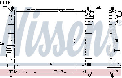 AVEO РАДИАТОР ОХЛАЖДЕН MT 1.2 1.4 (NISSENS) (AVA) 04- 61636 CVAVE04-910